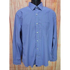 Untuckit Mens Slim Fit Purple Gingham Long Sleeve Shirt Large Nylon Blend